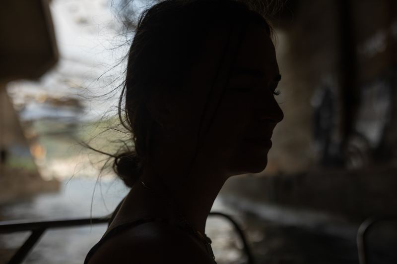 Backlit silhouette profile